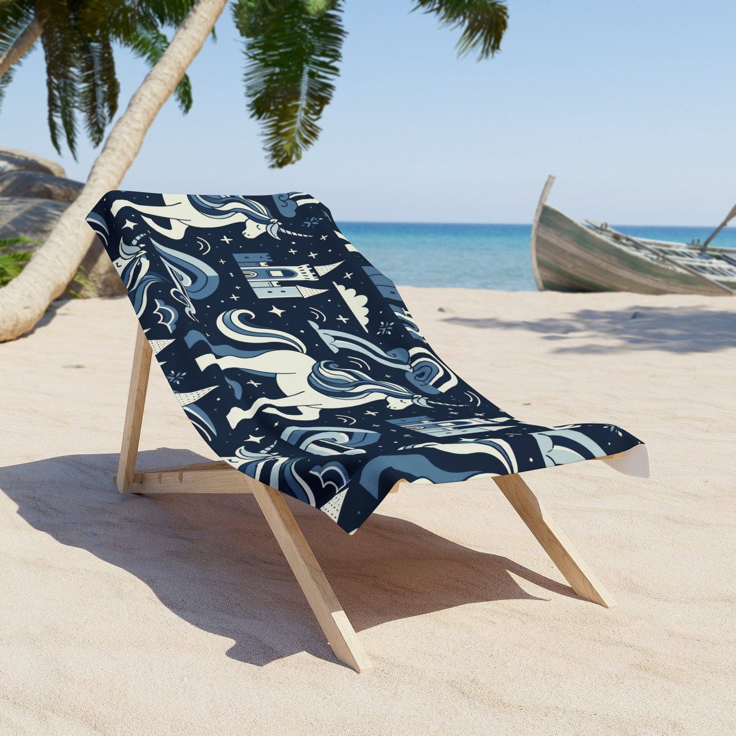 Unicorns and Rainbows in Cerulean - Beach Towel #beachtowel #summertime #towels #rainbow #unicorn