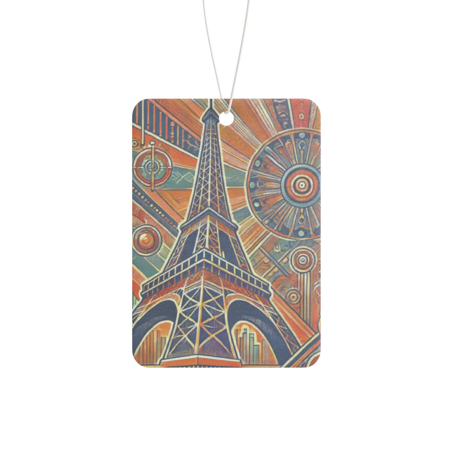Eiffel Tower Vintage Art Car Air Freshener — Retro Paris Scented Ornament
