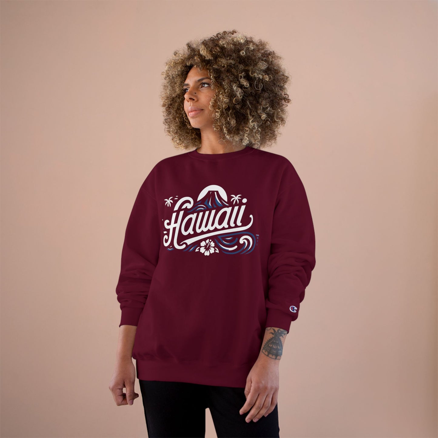 Hawaii Wave Champion Crewneck Sweatshirt — Vintage Surf Island Graphic