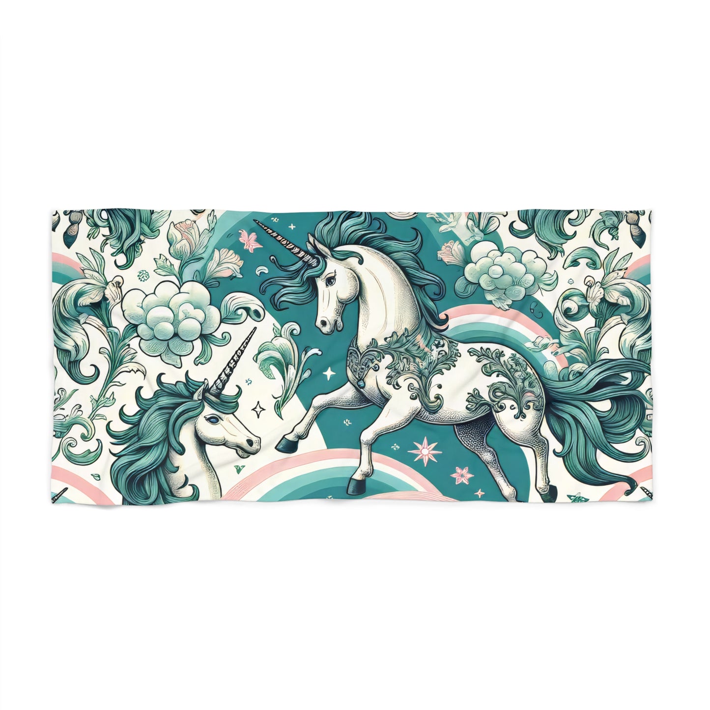 Unicorns and Rainbows - Majestic - Beach Towel #beachtowel #summertime #towels #rainbow #unicorn