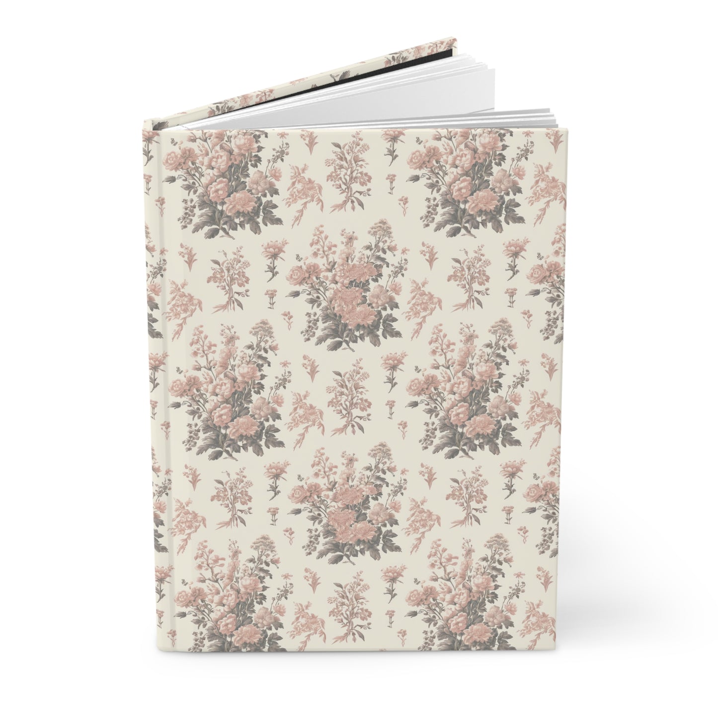 Bouquet Toile de Jouy in Pink and Grey Hardcover Journal Matte