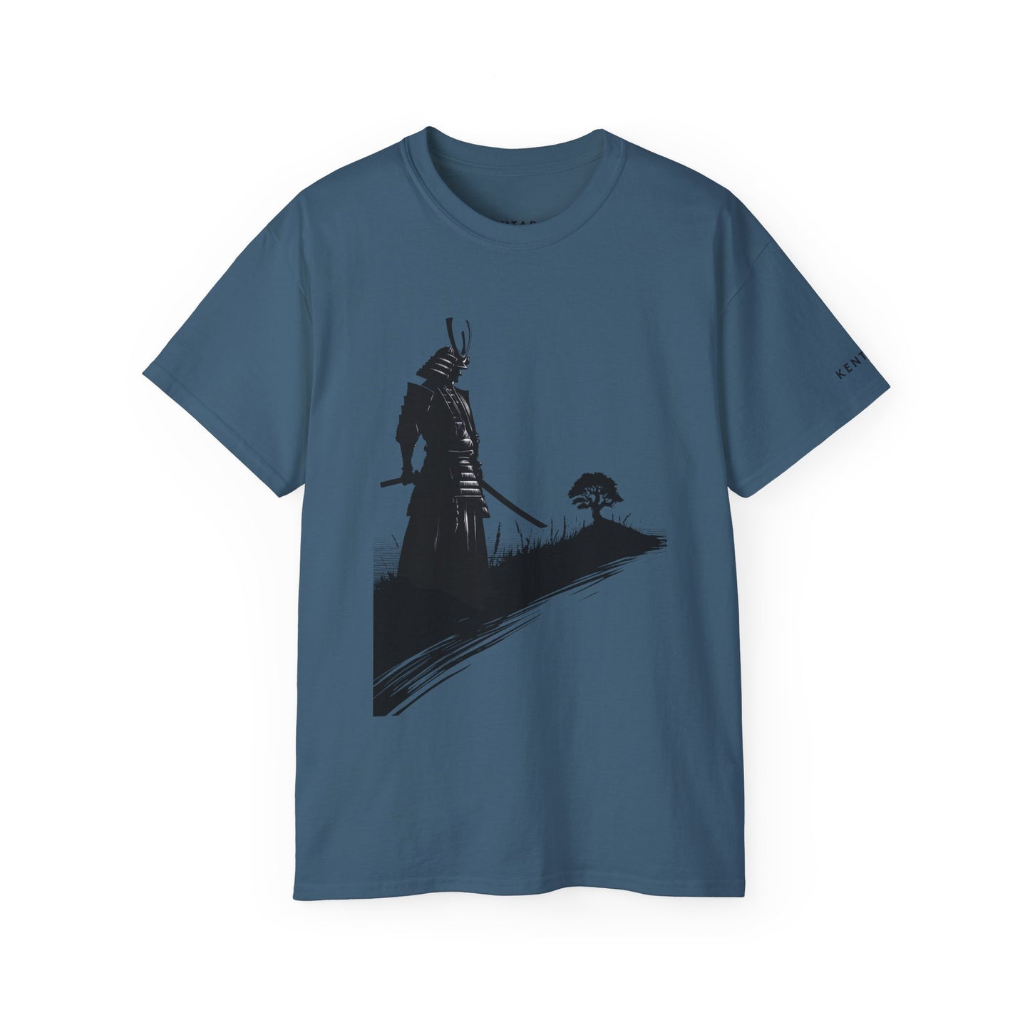 Samurai Silhouette Bonsai Contemplation Graphic Tee Shirt