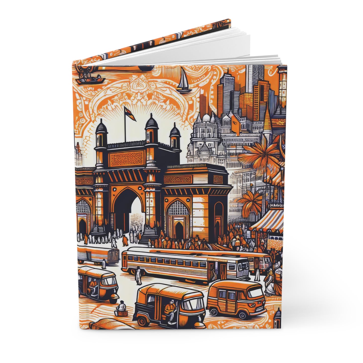 Mumbai - India in Toile de Jouy - Hardcover Journal Notebook Matte #mumbai #india