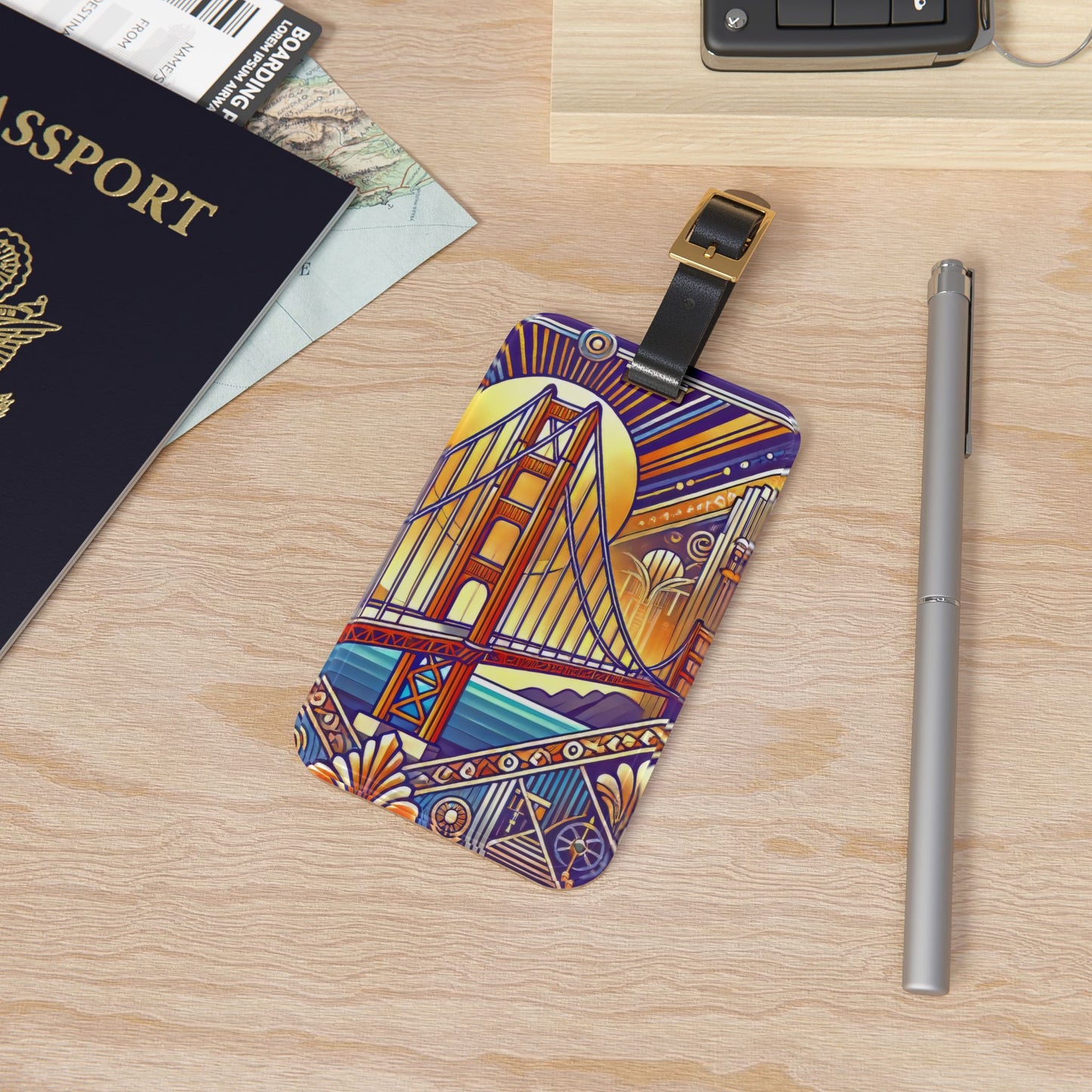 Art Deco Golden Gate Bridge San Francisco Luggage Tag