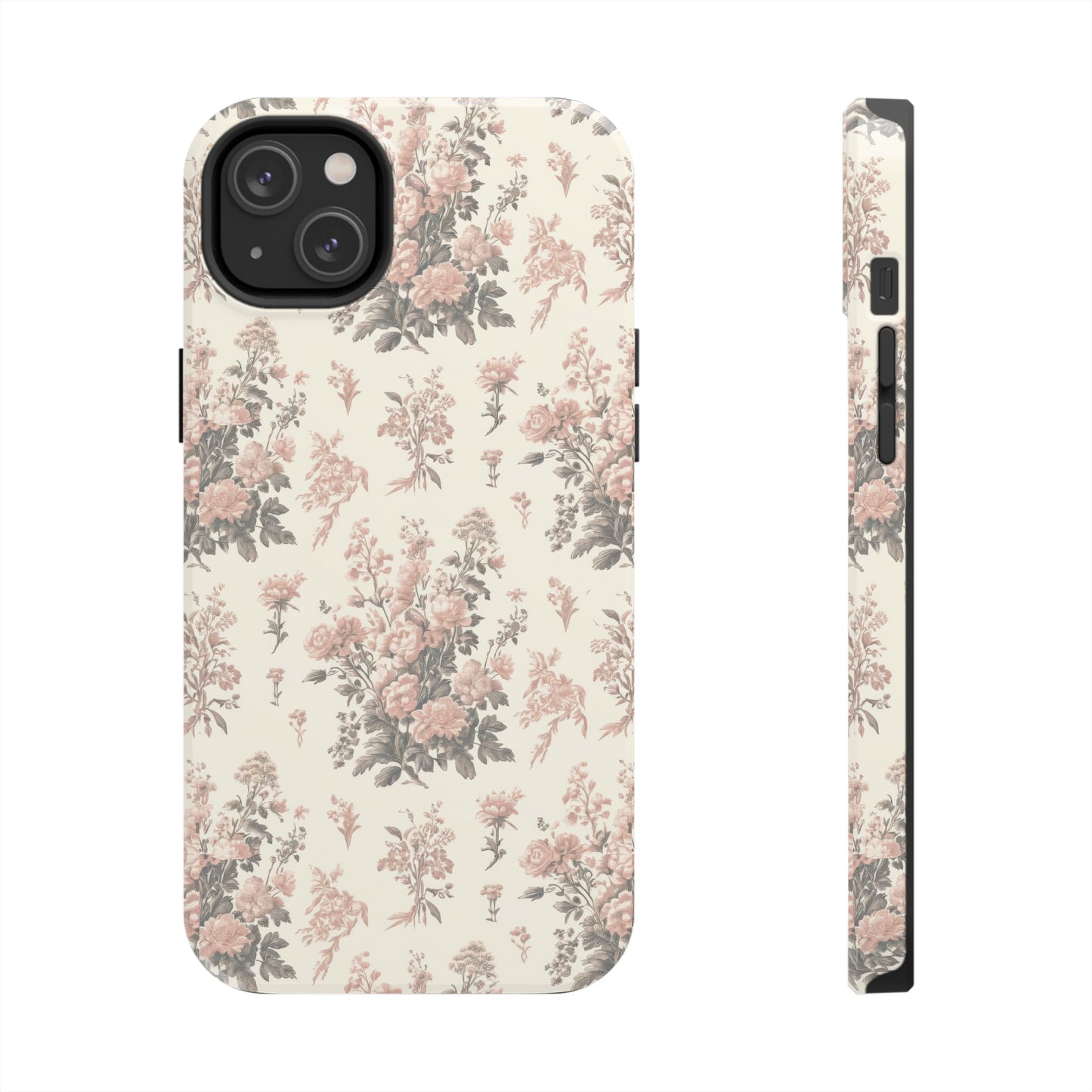 Bouquet Toile de Jouy in Pink and Grey - Samsung and iPhone Tough Phone Case