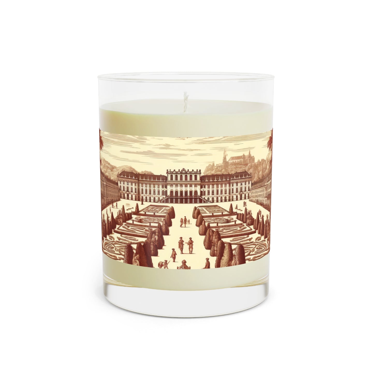 Vienna Austria - Schönbrunn Gardens in Toile de Jouy Scented Candle - Premium Design Printed On 11oz Glass, Not a Sticker Label