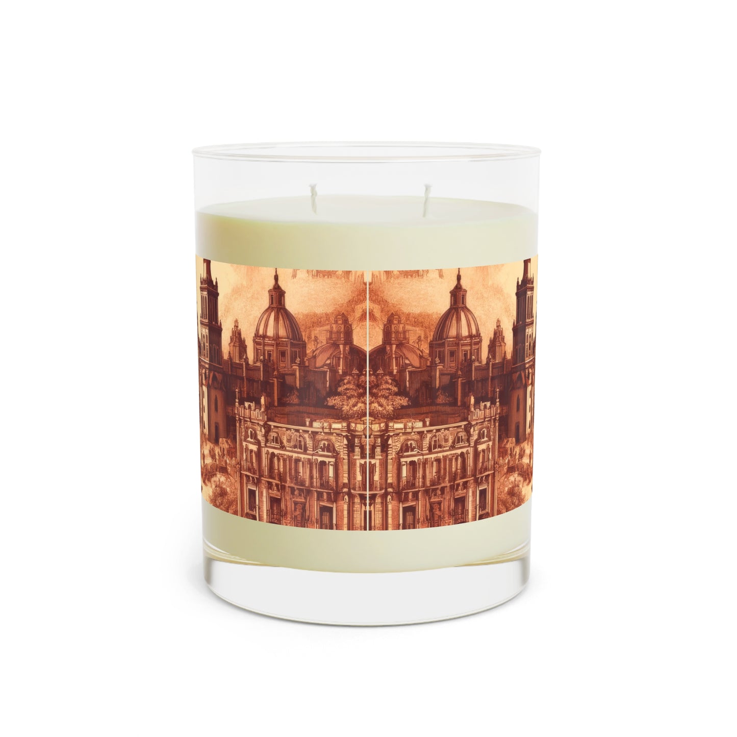 Mexico City in Toile de Jouy Scented Candle - Premium Design Printed On 11oz Glass, Not a Sticker Label