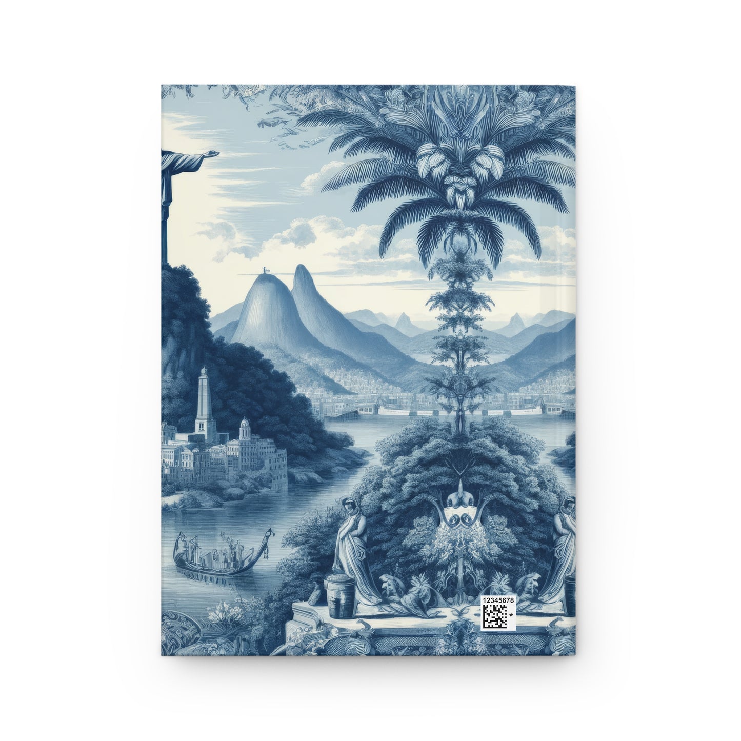 Rio de Janeiro, Christ the Redeemer in Toile de Jouy - Hardcover Journal Notebook Matte