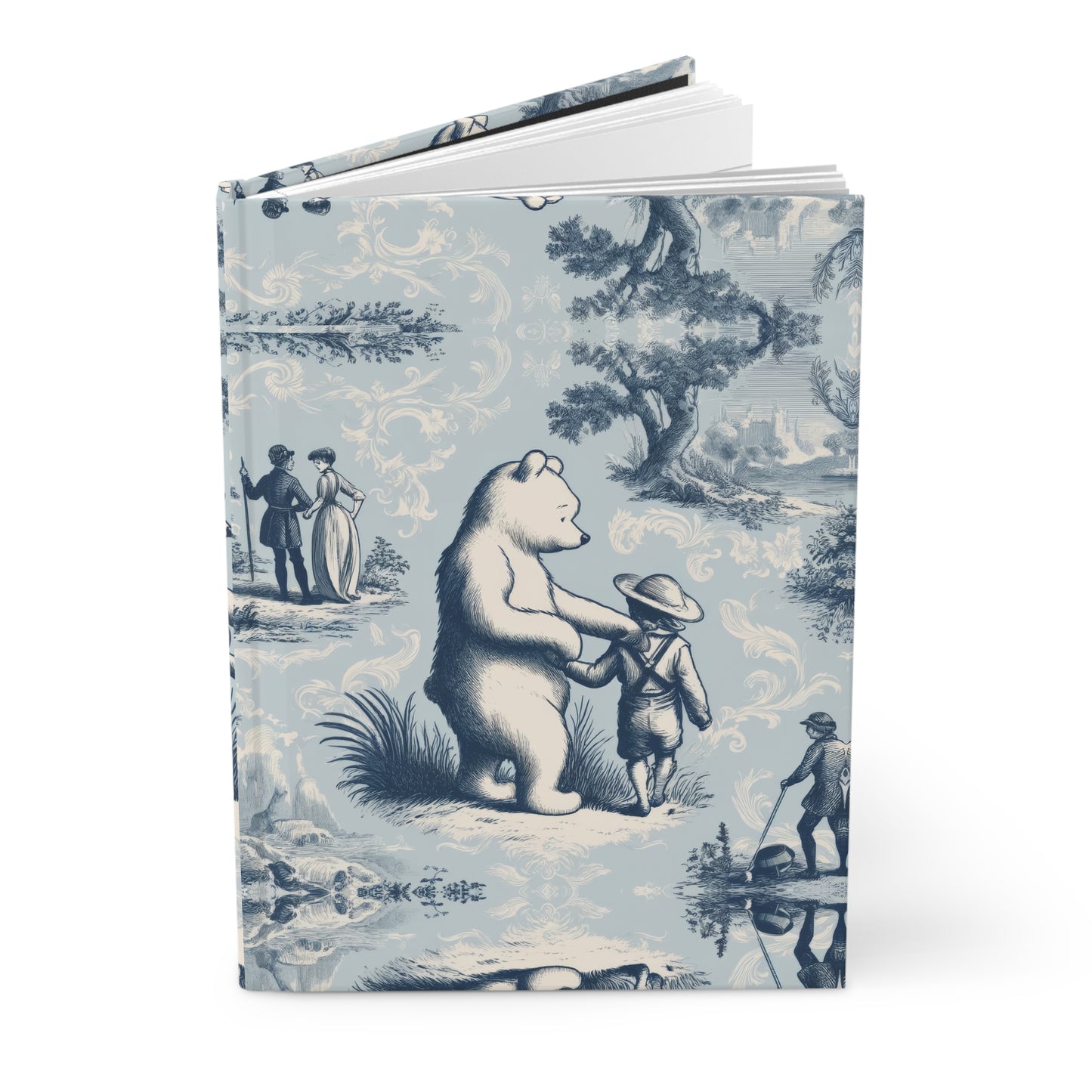 Winnie the Pooh and Christopher Robin in Toile de Jouy - Hardcover Journal Notebook Matte