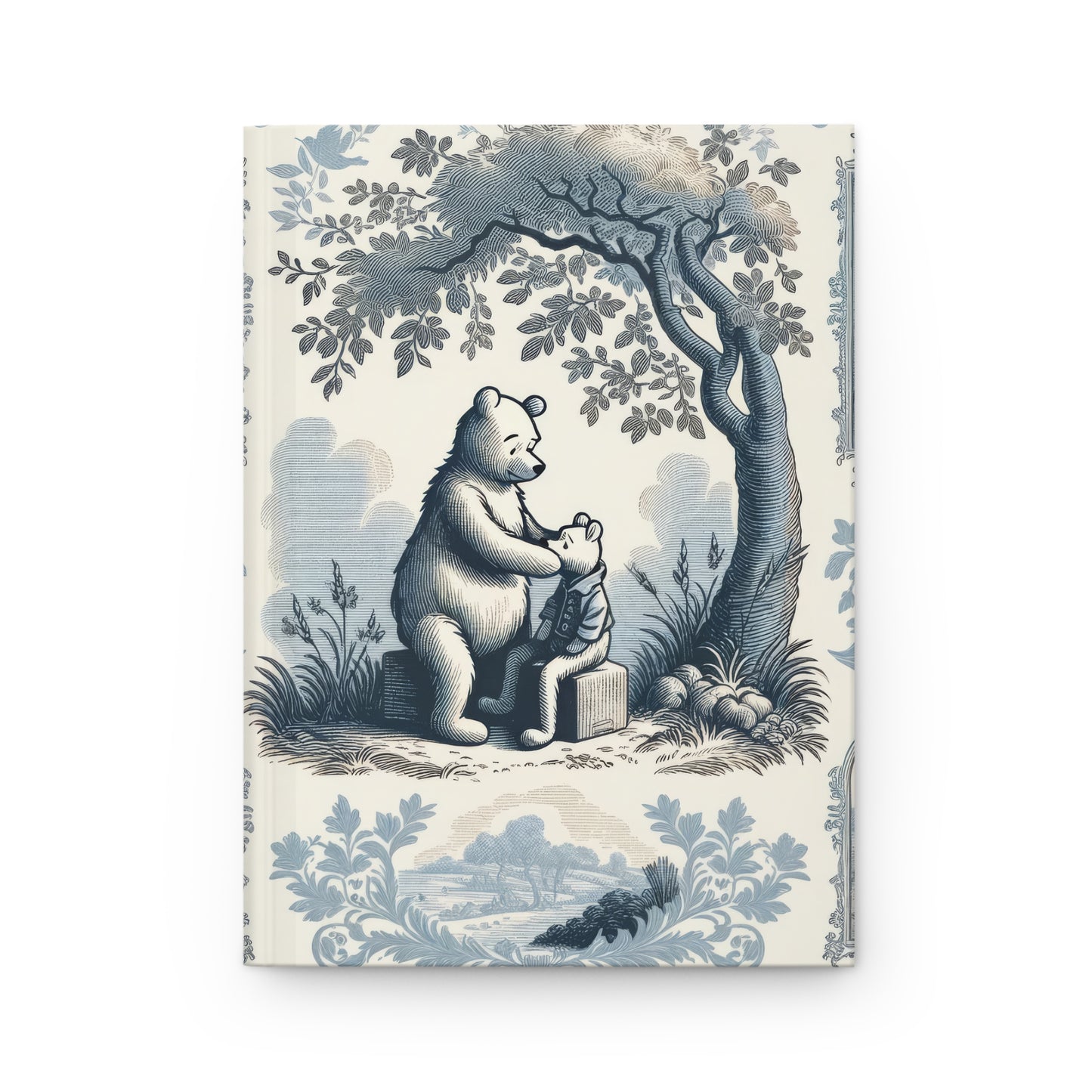 Winnie the Pooh Consoling Friend in Toile de Jouy - Hardcover Journal Notebook Matte