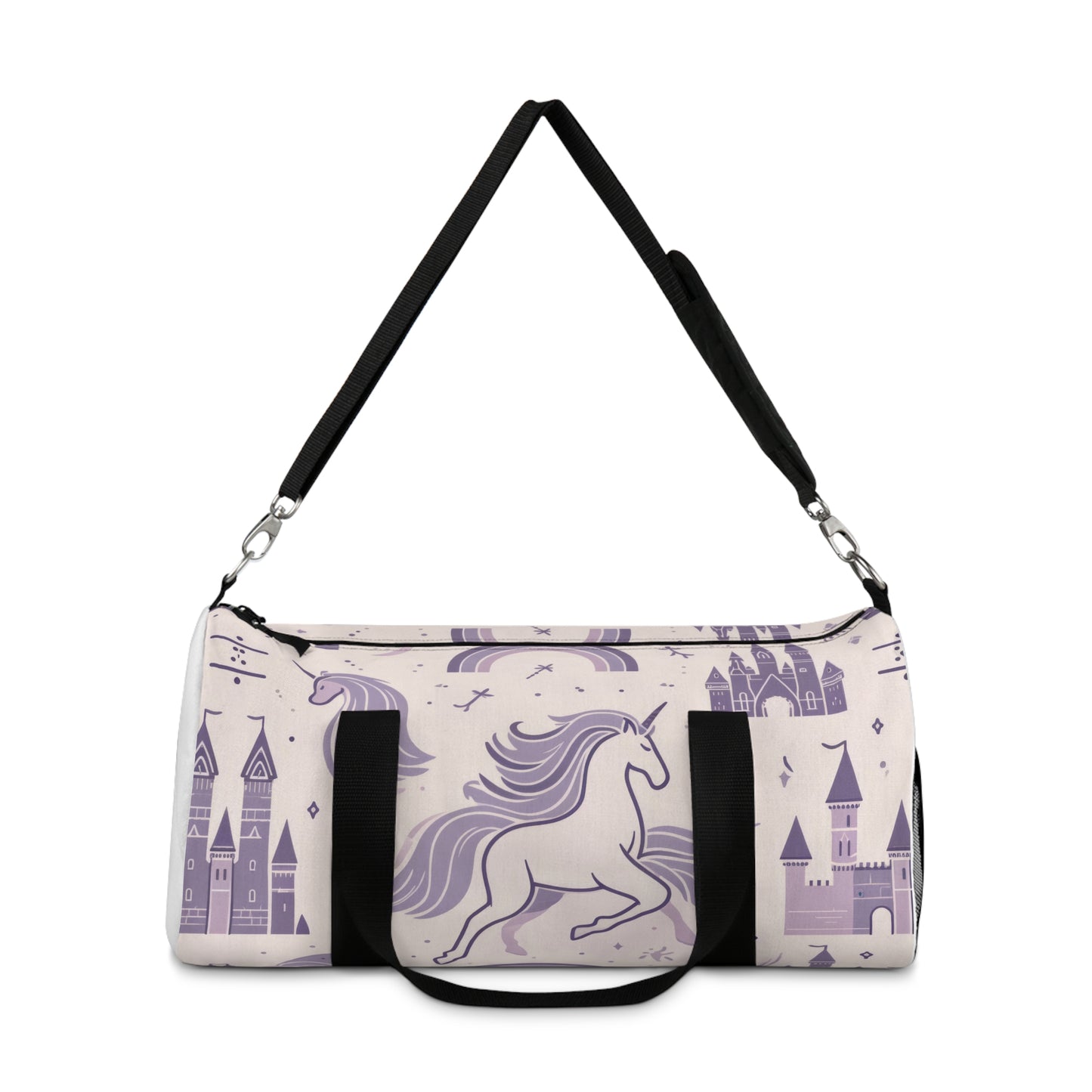 Unicorns and Rainbows in Lavender Duffel Workout Bag