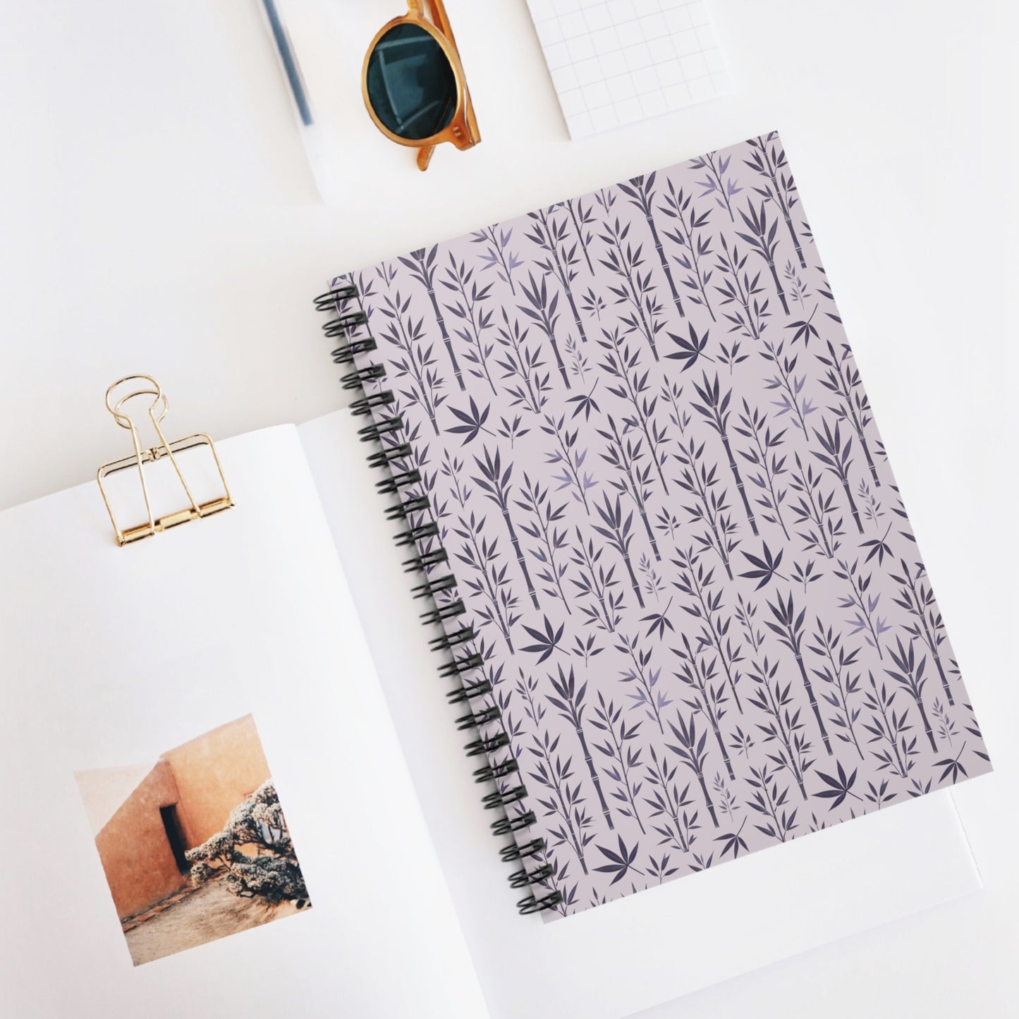 Bamboo in Lavender Spiral Notebook - Ruled Line