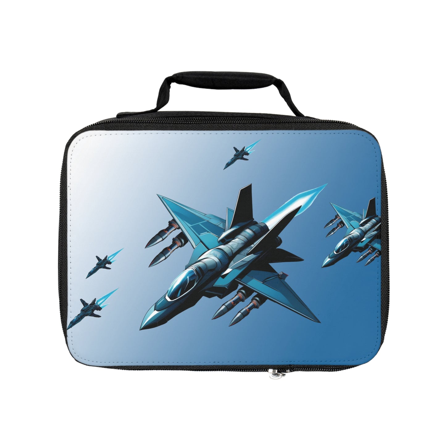 Jet Fighter Lunch Bag — Kids’ Blue Military Plane Lunchbox