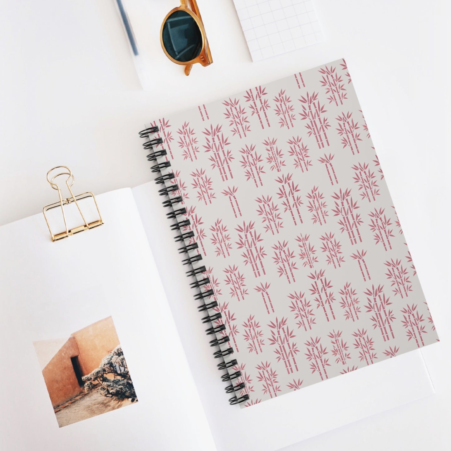 Bamboo in Pink Spiral Notebook - Ruled Line