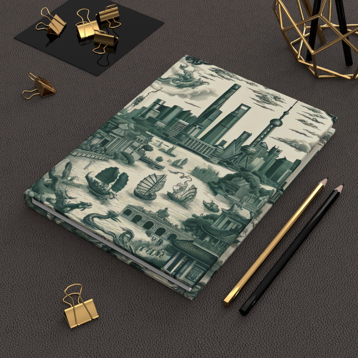 Shanghai - China in Toile de Jouy - Hardcover Journal Notebook Matte #shanghai #china