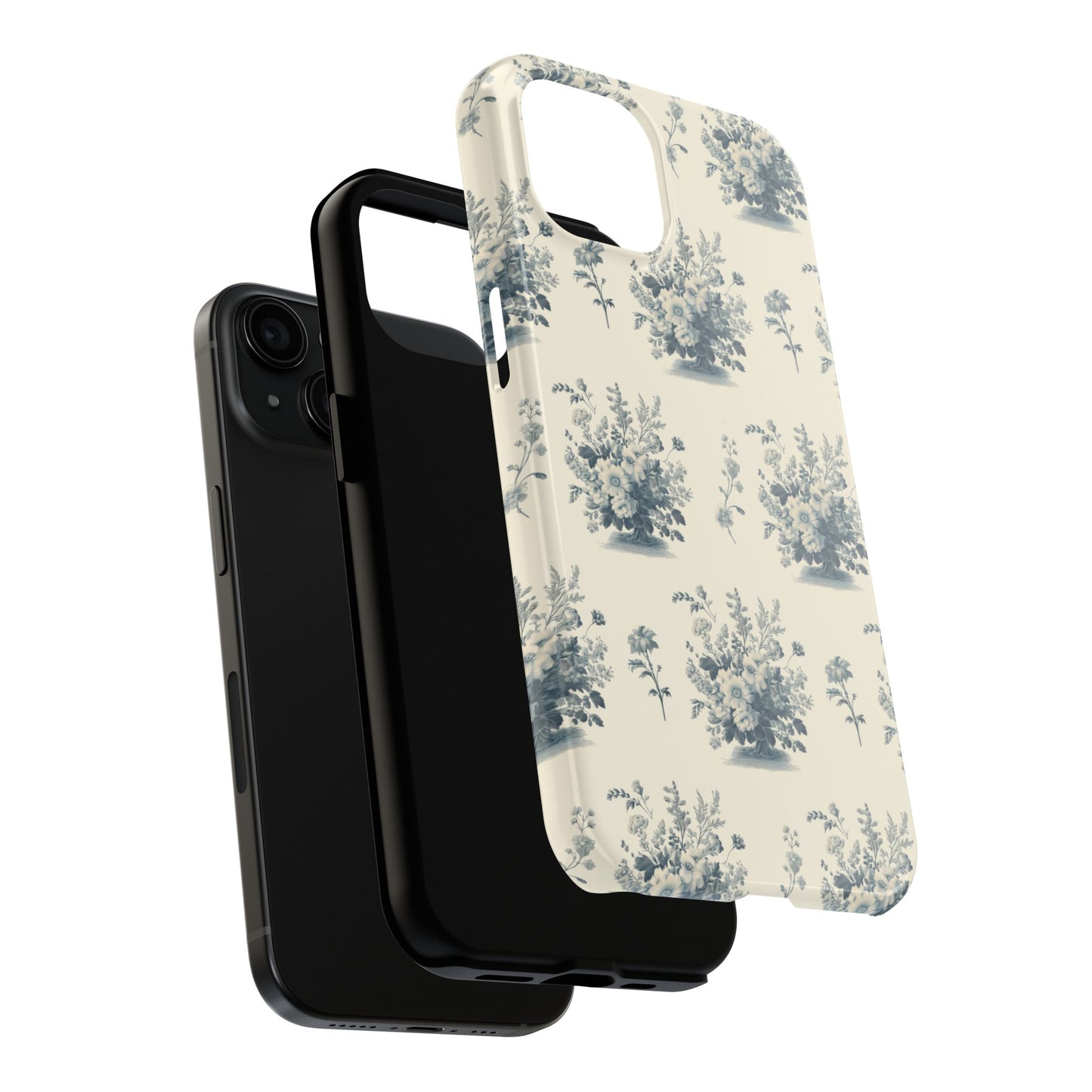 Bouquet Toile de Jouy in Light Cerulean - Samsung and iPhone Tough Phone Case