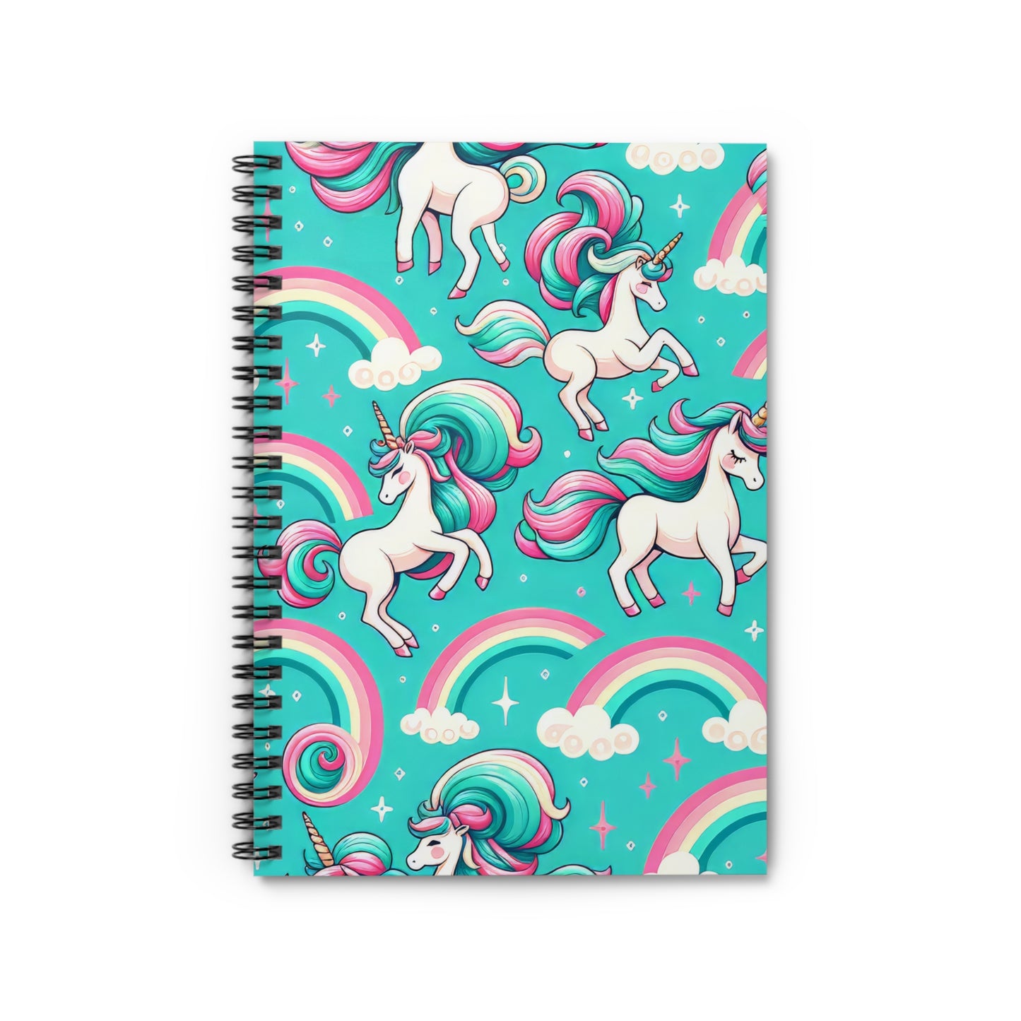 Unicorns and Rainbows Cute - Spiral Notebook - Ruled Line