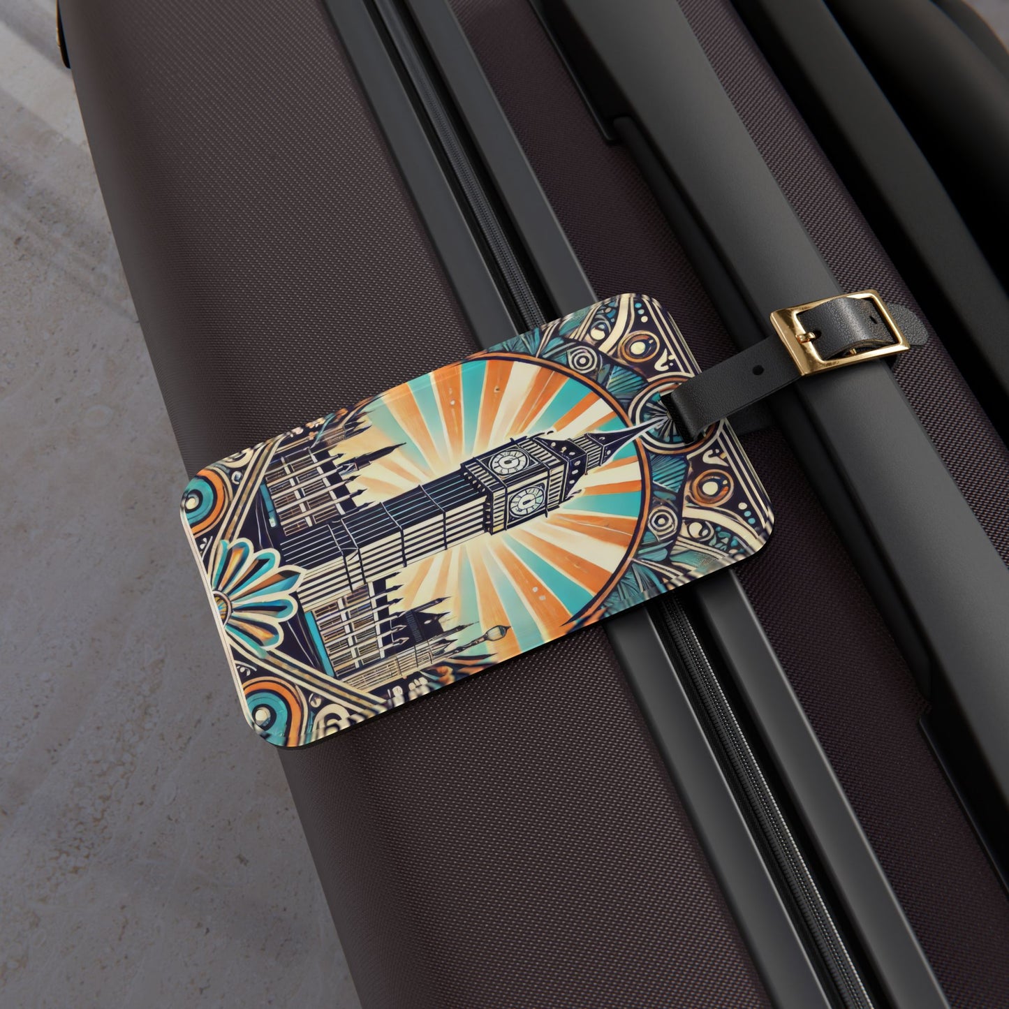 Art Deco Big Ben London Luggage Tag