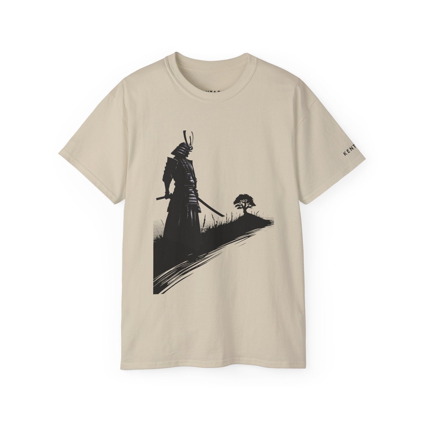 Samurai Silhouette Bonsai Contemplation Graphic Tee Shirt