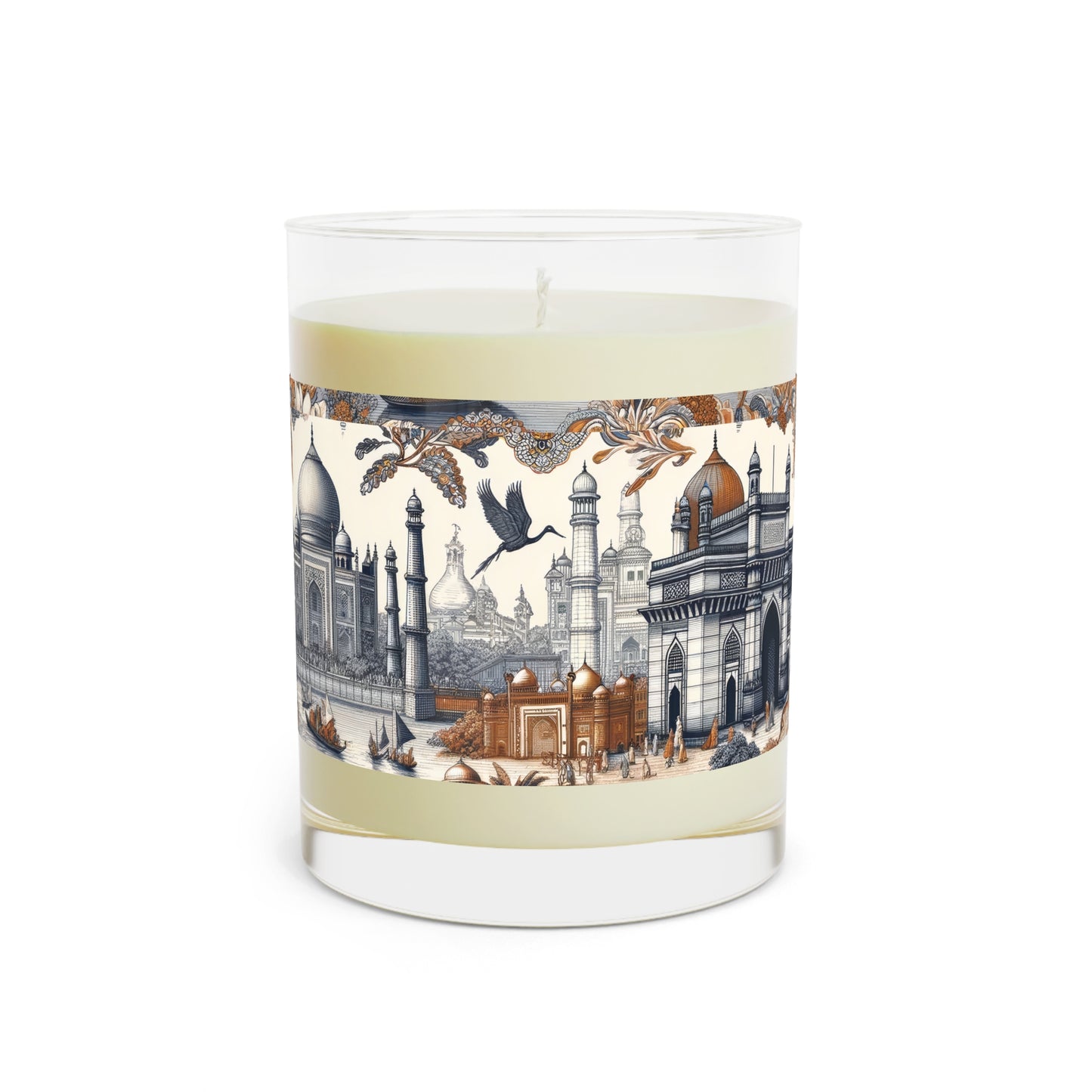 Mumbai and Taj Mahal India Scented Candle - Premium Design Printed On 11oz Glass, Not a Sticker Label