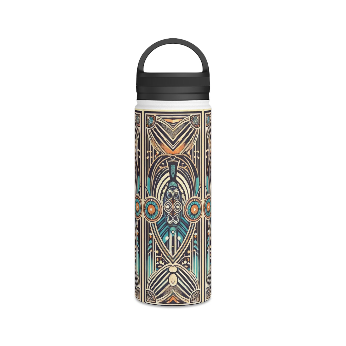 London Big Ben in Art Deco - Steel Water Bottle Tumbler, Handle Lid