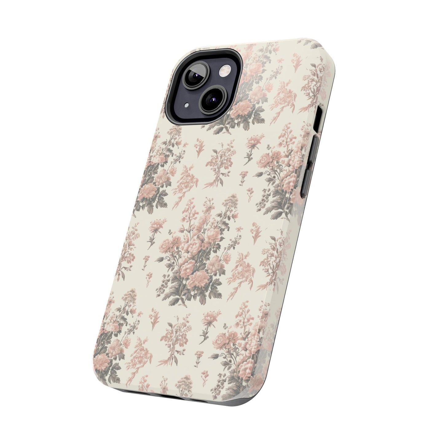 Bouquet Toile de Jouy in Pink and Grey - Samsung and iPhone Tough Phone Case