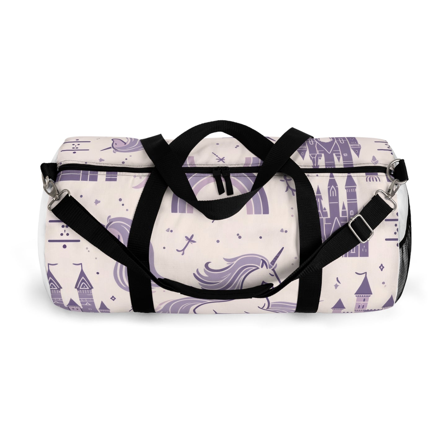 Unicorns and Rainbows in Lavender Duffel Workout Bag