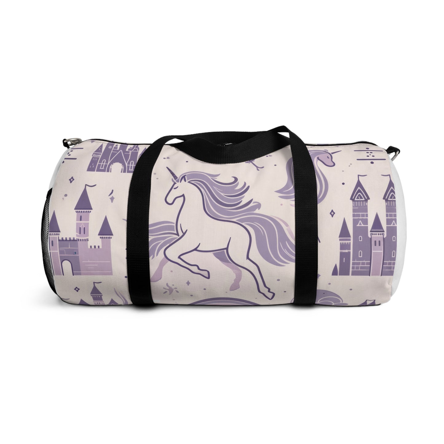 Unicorns and Rainbows in Lavender Duffel Workout Bag