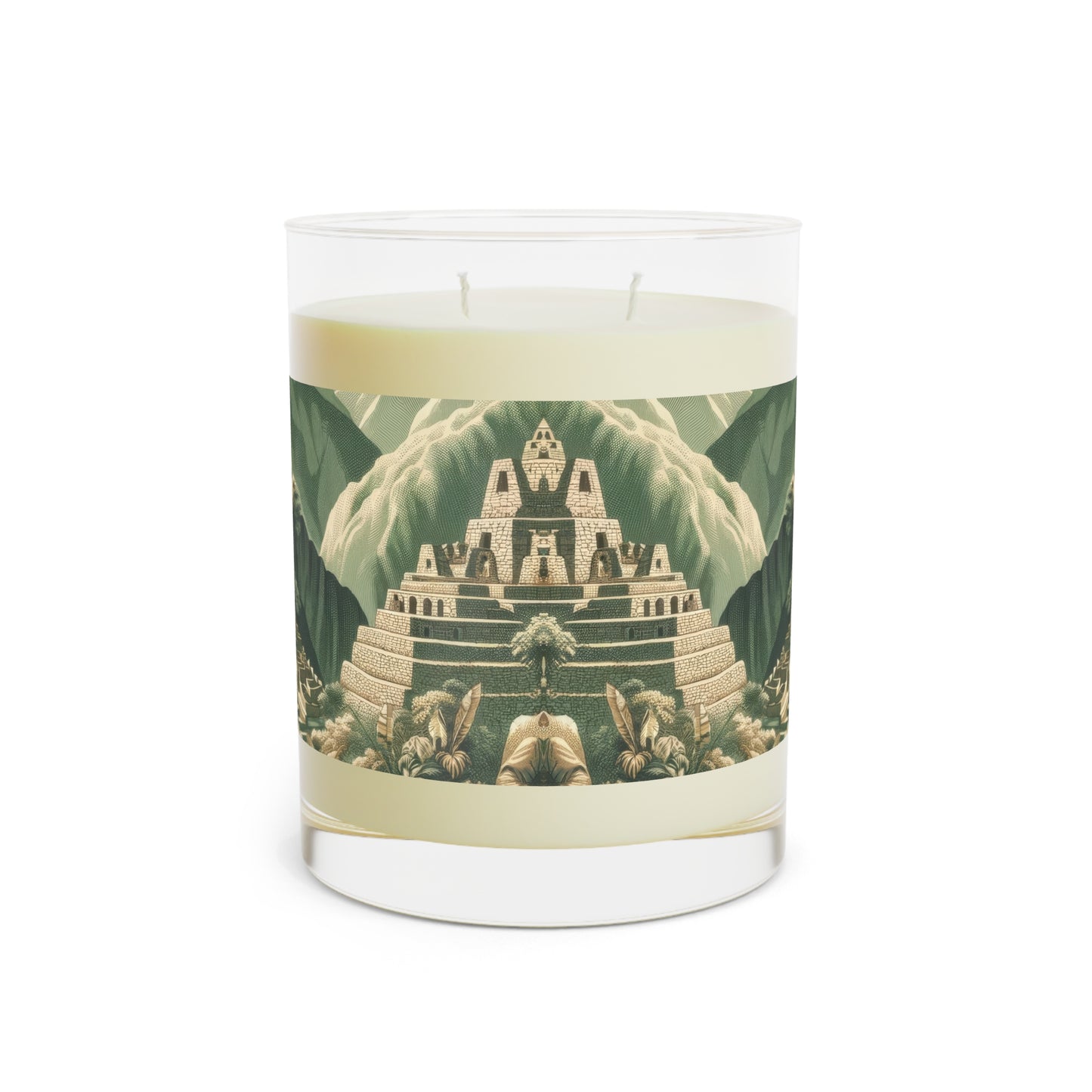 Machu Picchu Peru in Toile de Jouy Scented Candle - Premium Design Printed On 11oz Glass, Not a Sticker Label