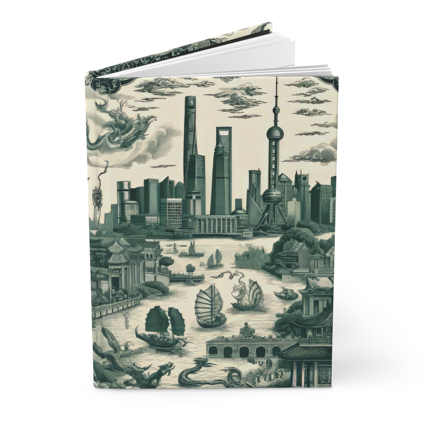 Shanghai - China in Toile de Jouy - Hardcover Journal Notebook Matte #shanghai #china