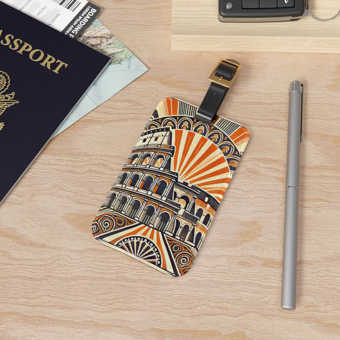 Art Deco Roman Colosseum Luggage Tag