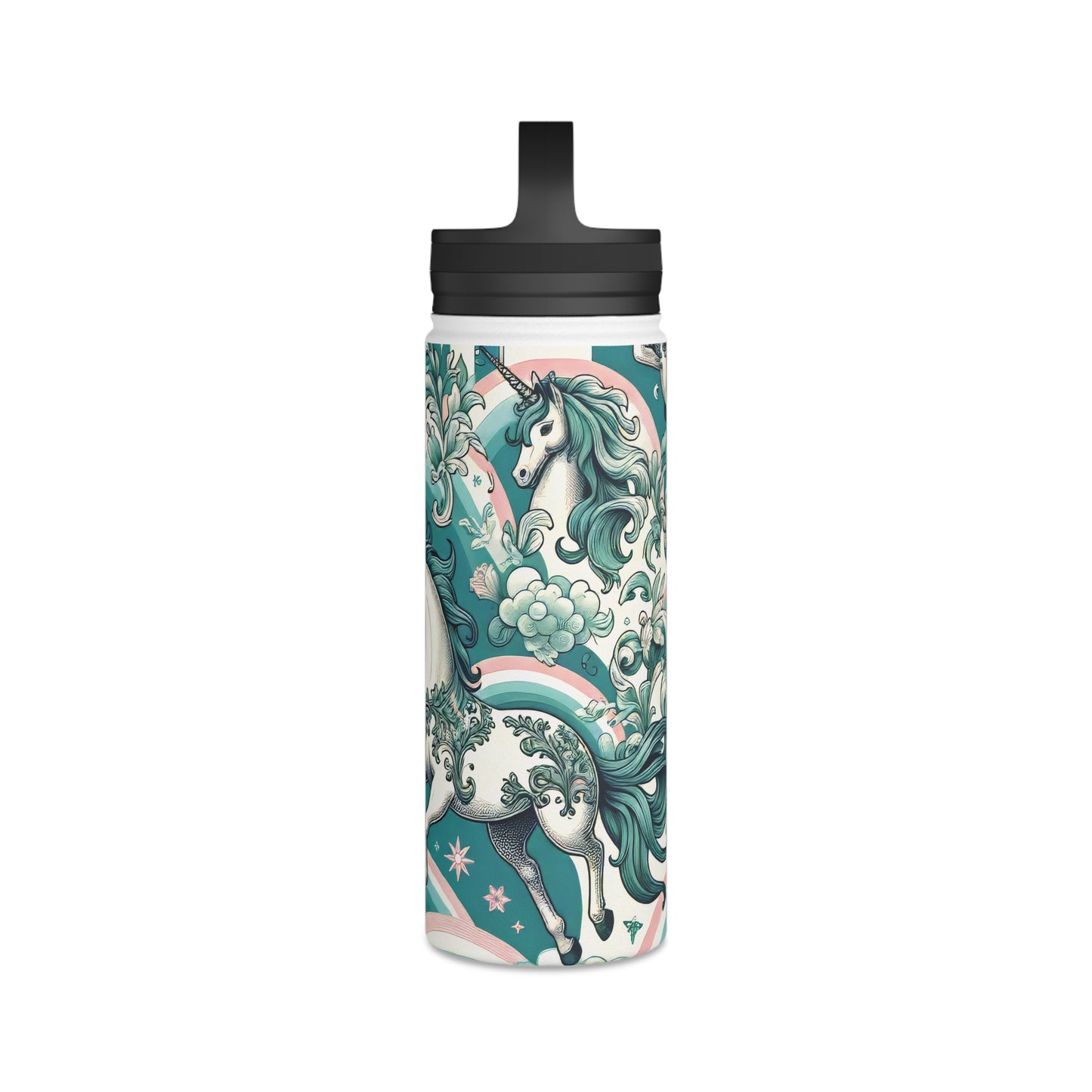 Unicorns and Rainbows Majestic - Steel Water Bottle Tumbler, Handle Lid