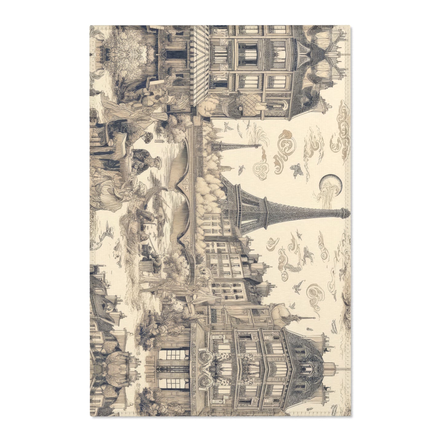 Paris France - Toile de Jouy - Area Rug - Sink Mat - Welcome Mat - 24x36 inches