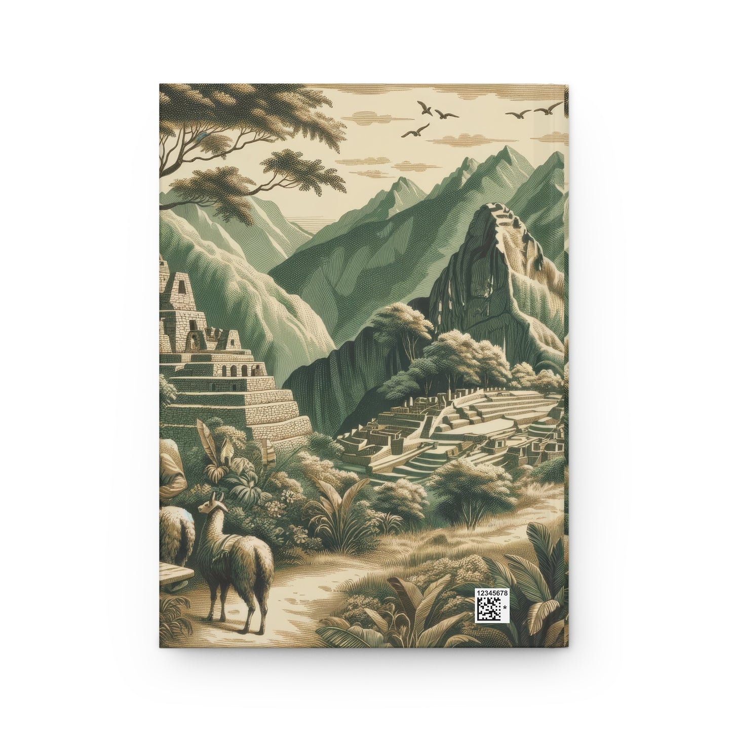 Machu Picchu Peru in Toile de Jouy - Hardcover Journal Notebook Matte