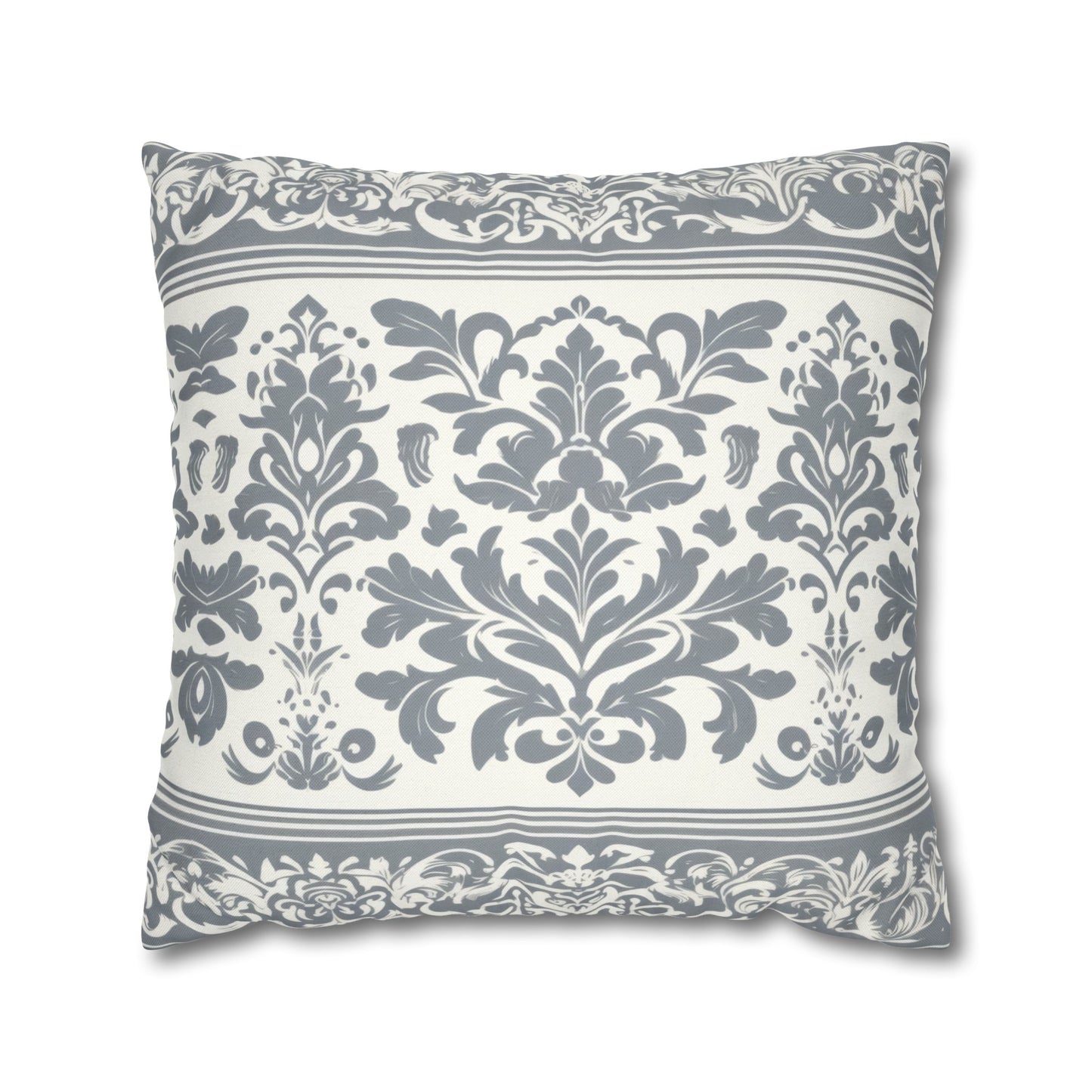 Damask in Grey Spun Polyester Square Pillowcase Only