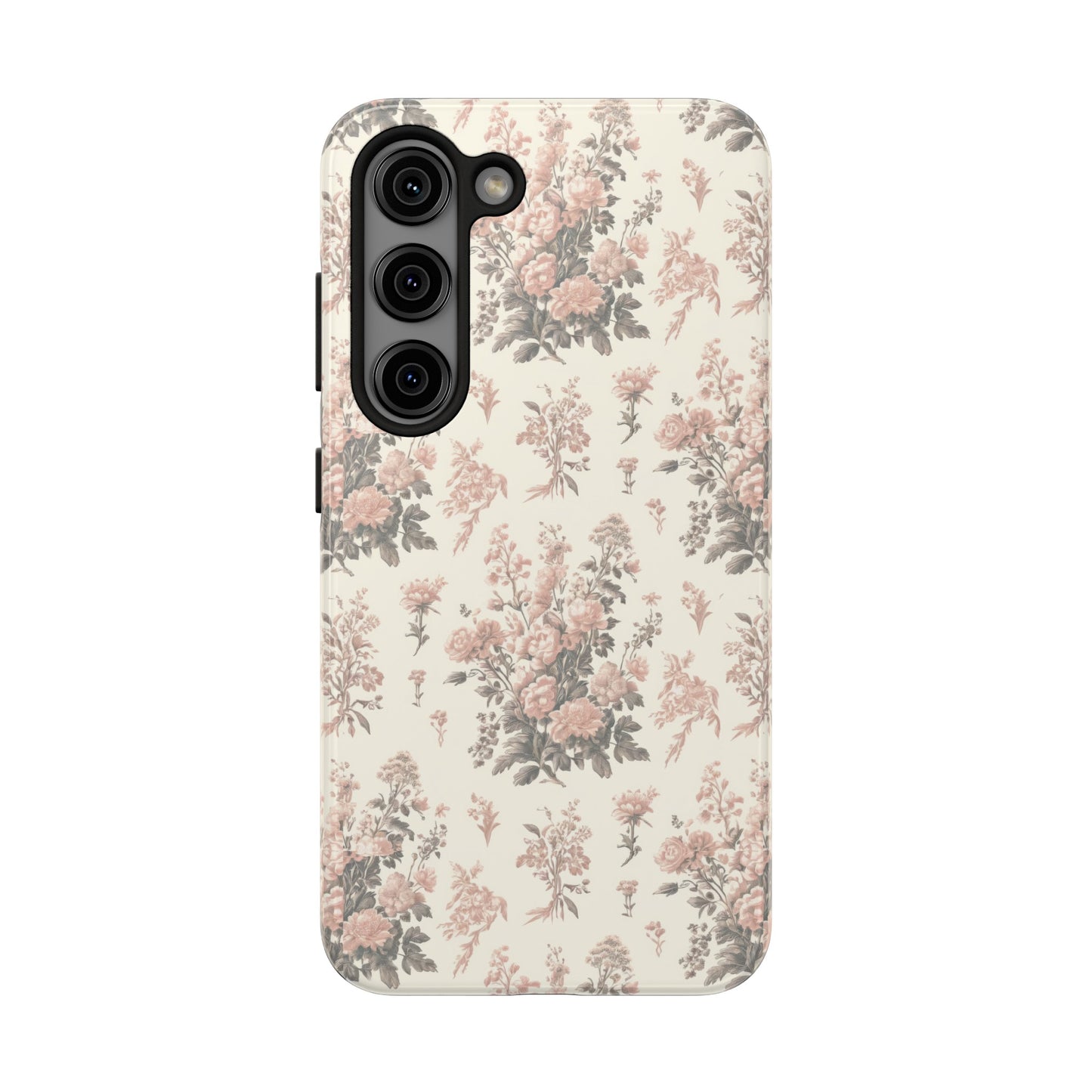 Bouquet Toile de Jouy in Pink and Grey - Samsung and iPhone Tough Phone Case