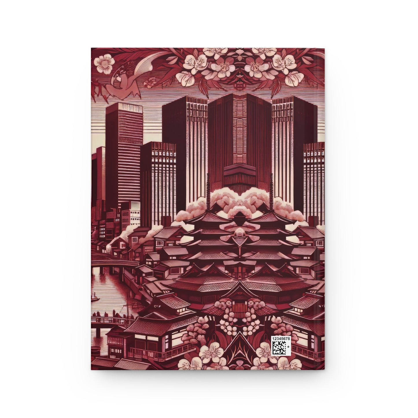 Tokyo Urban City Scape in Toile de Jouy - Hardcover Journal Notebook Matte #tokyo