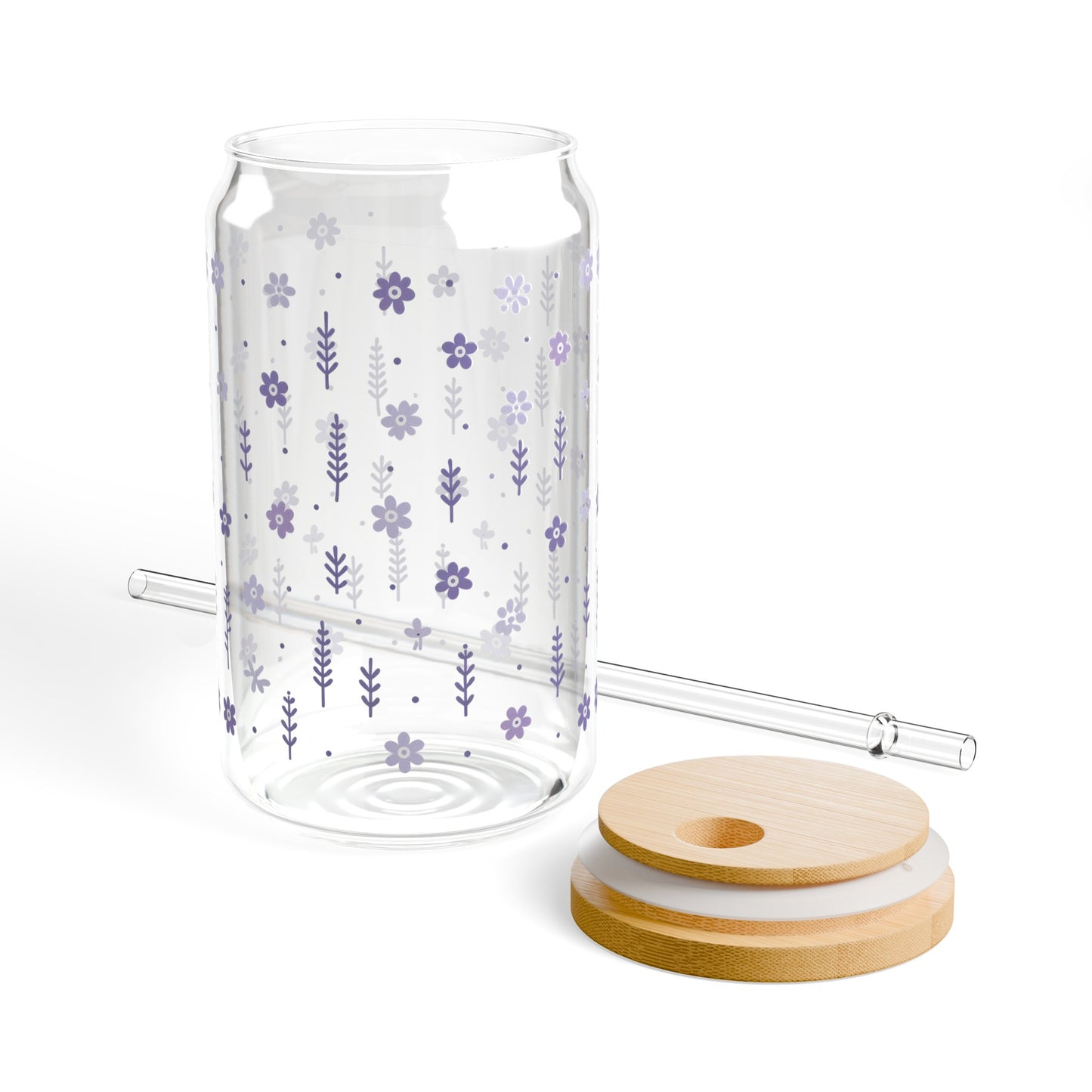 Floral Polka Dots in Lavender Sipper Glass, 16oz