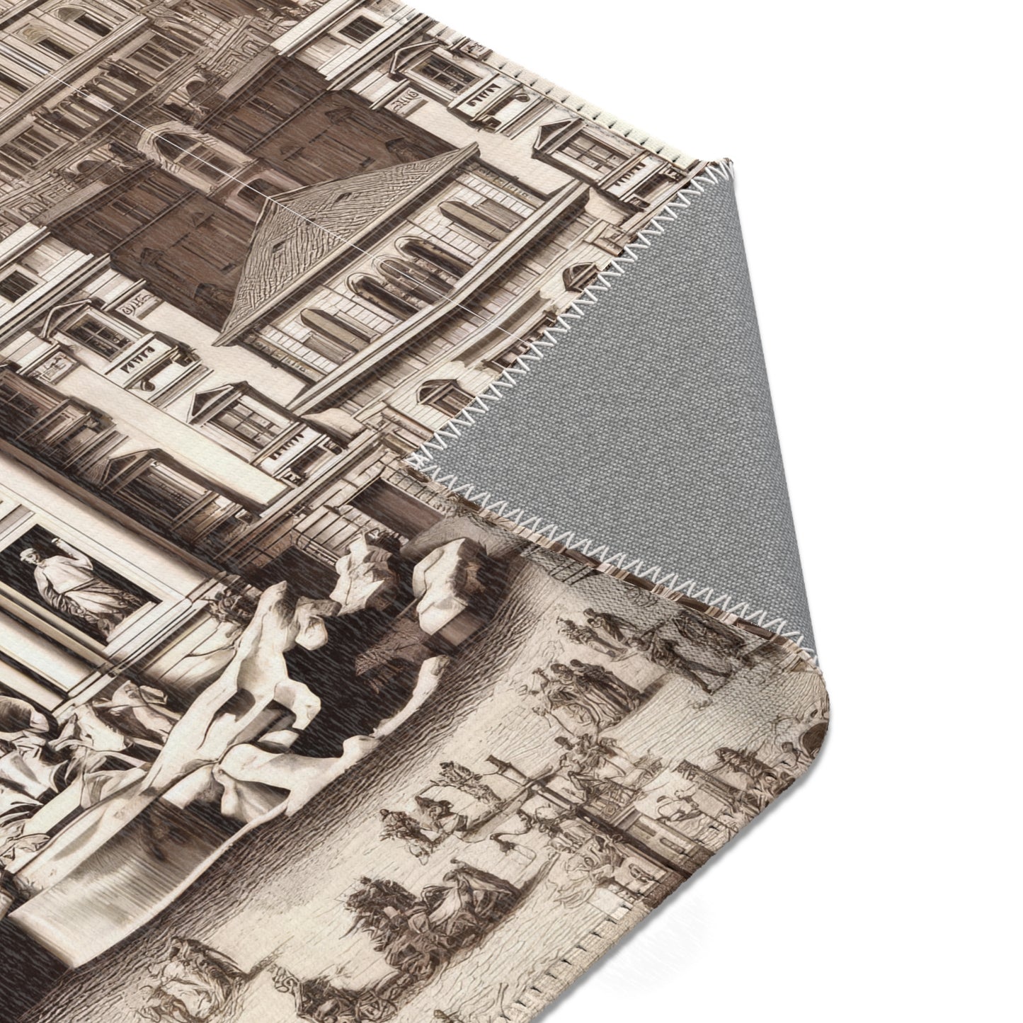 Trevi Fountain Rome Italy - Toile de Jouy - Area Rug - Sink Mat - Welcome Mat - 24x36 inches