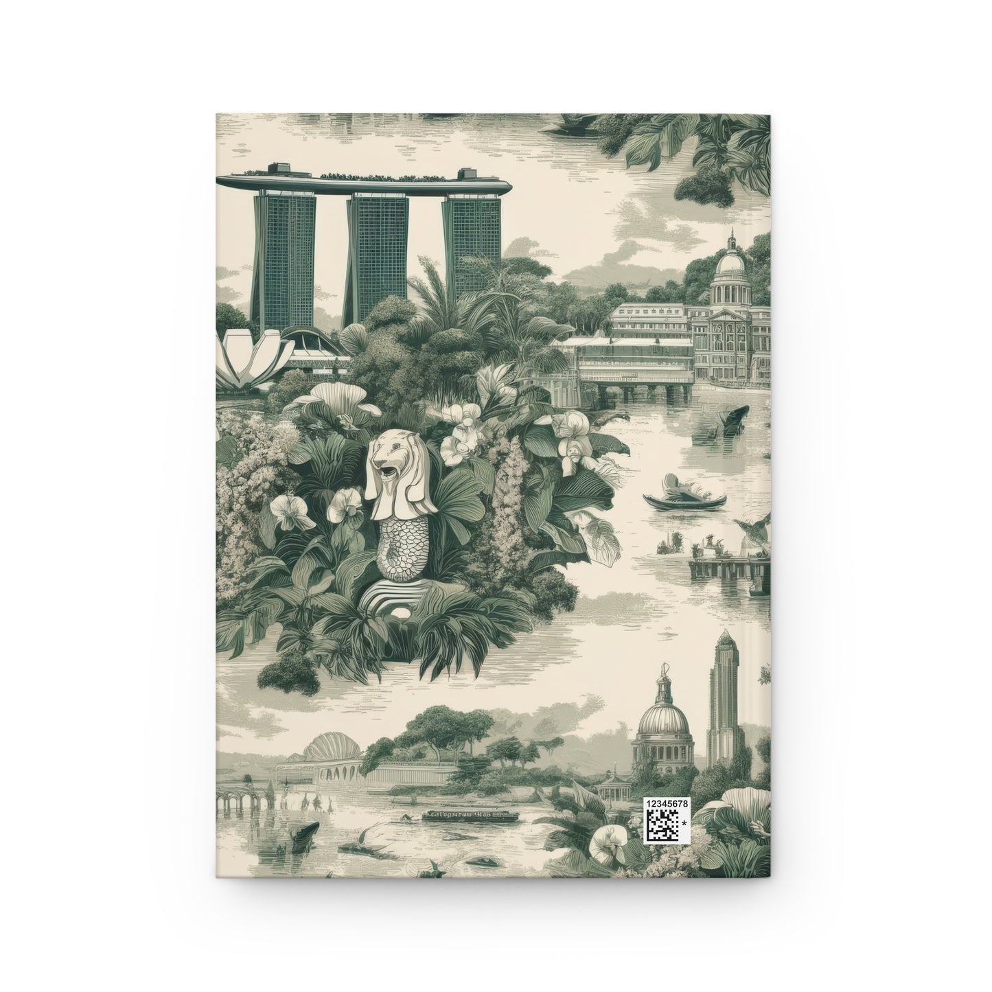 Singapore in Toile de Jouy - Hardcover Journal Notebook Matte #singapore #merlion