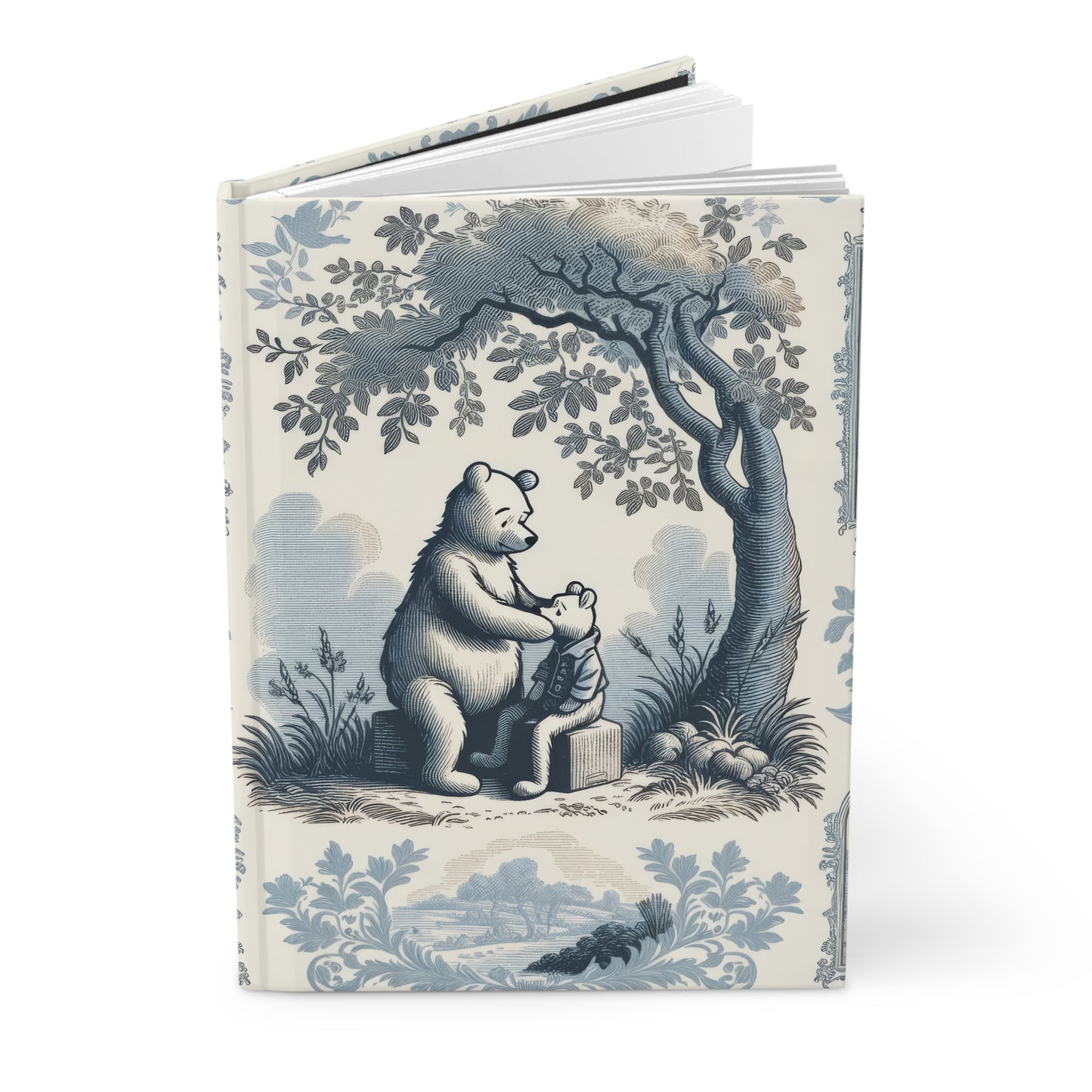 Winnie the Pooh Consoling Friend in Toile de Jouy - Hardcover Journal Notebook Matte