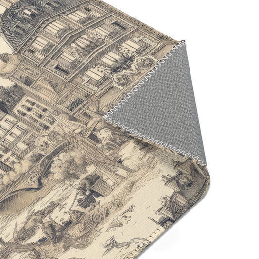 Paris France - Toile de Jouy - Area Rug - Sink Mat - Welcome Mat - 24x36 inches