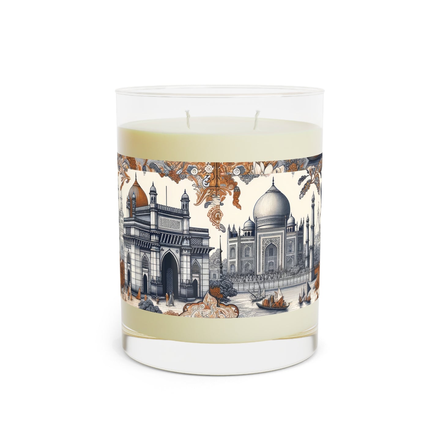 Mumbai and Taj Mahal India Scented Candle - Premium Design Printed On 11oz Glass, Not a Sticker Label