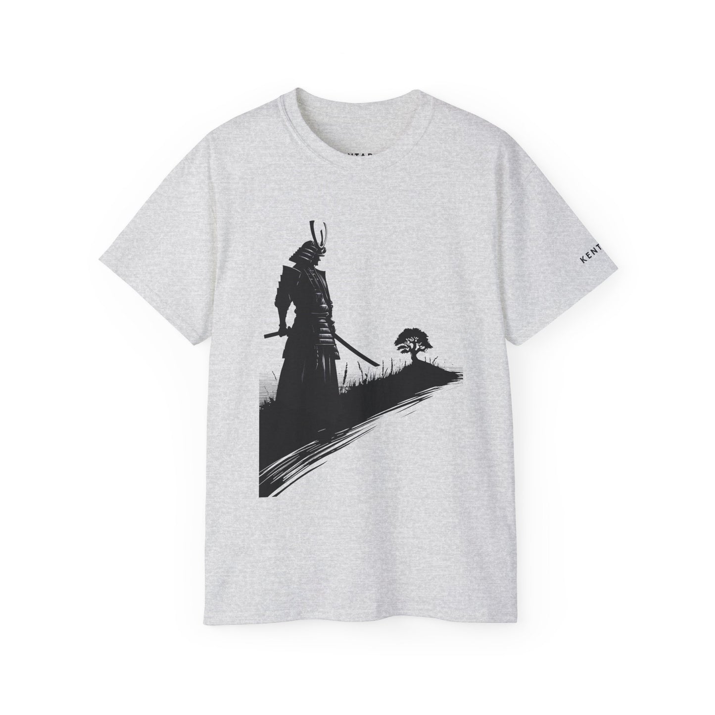 Samurai Silhouette Bonsai Contemplation Graphic Tee Shirt