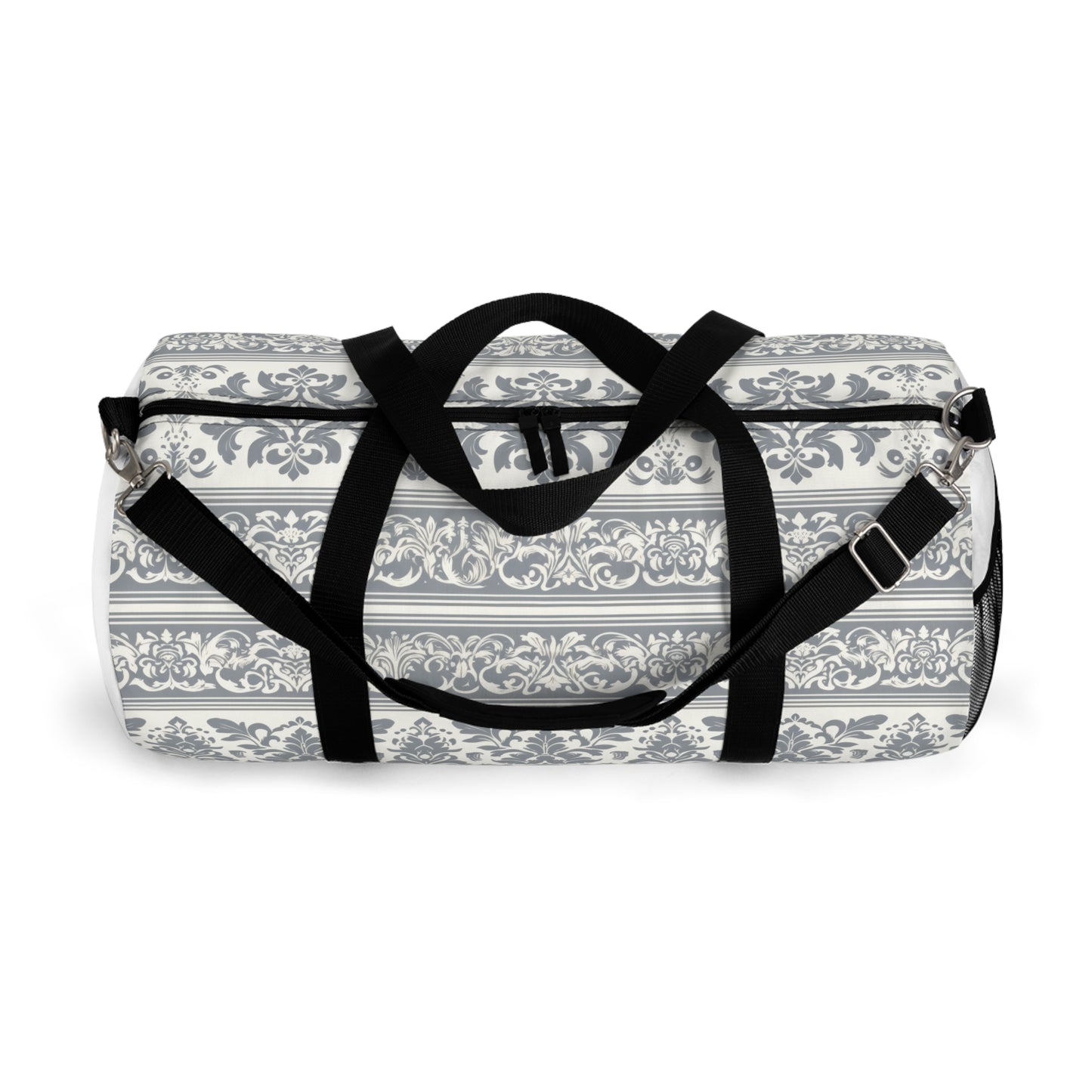 Damask in Grey Duffel Workout Bag