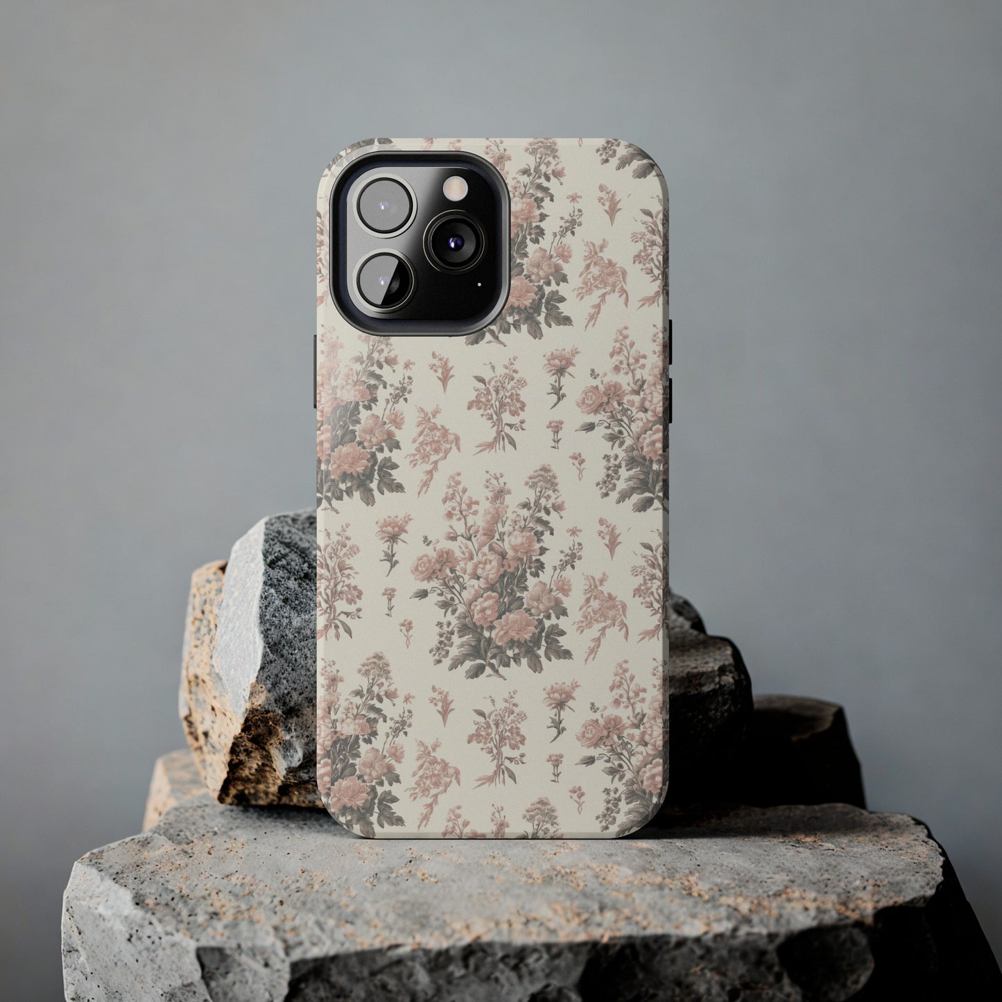 Bouquet Toile de Jouy in Pink and Grey - Samsung and iPhone Tough Phone Case