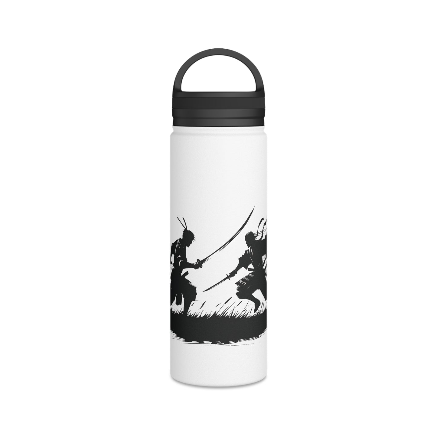 Ronin Dueling Silhouette - Steel Water Bottle Tumbler, Handle Lid