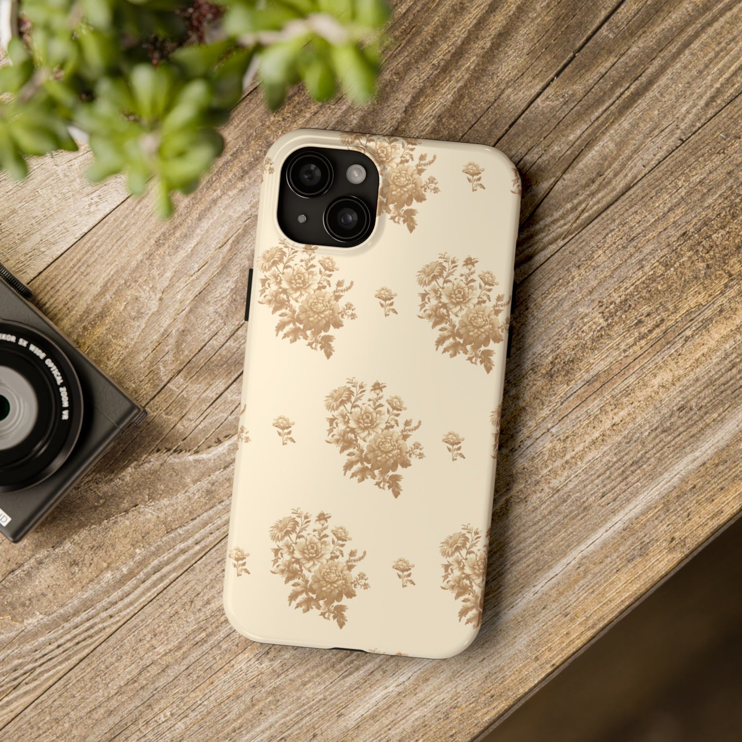 Bouquet Toile de Jouy in Light Brown - Samsung and iPhone Tough Phone Case