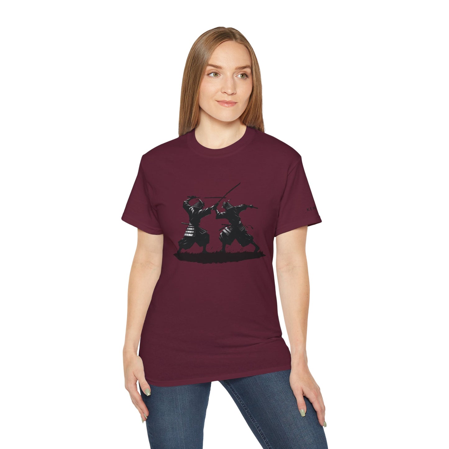 Samurai Dueling Silhouette Graphic Tee Shirt