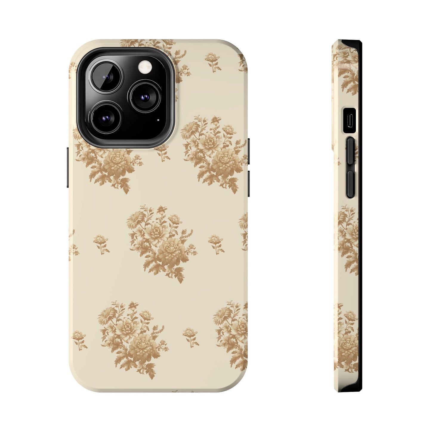 Bouquet Toile de Jouy in Light Brown - Samsung and iPhone Tough Phone Case